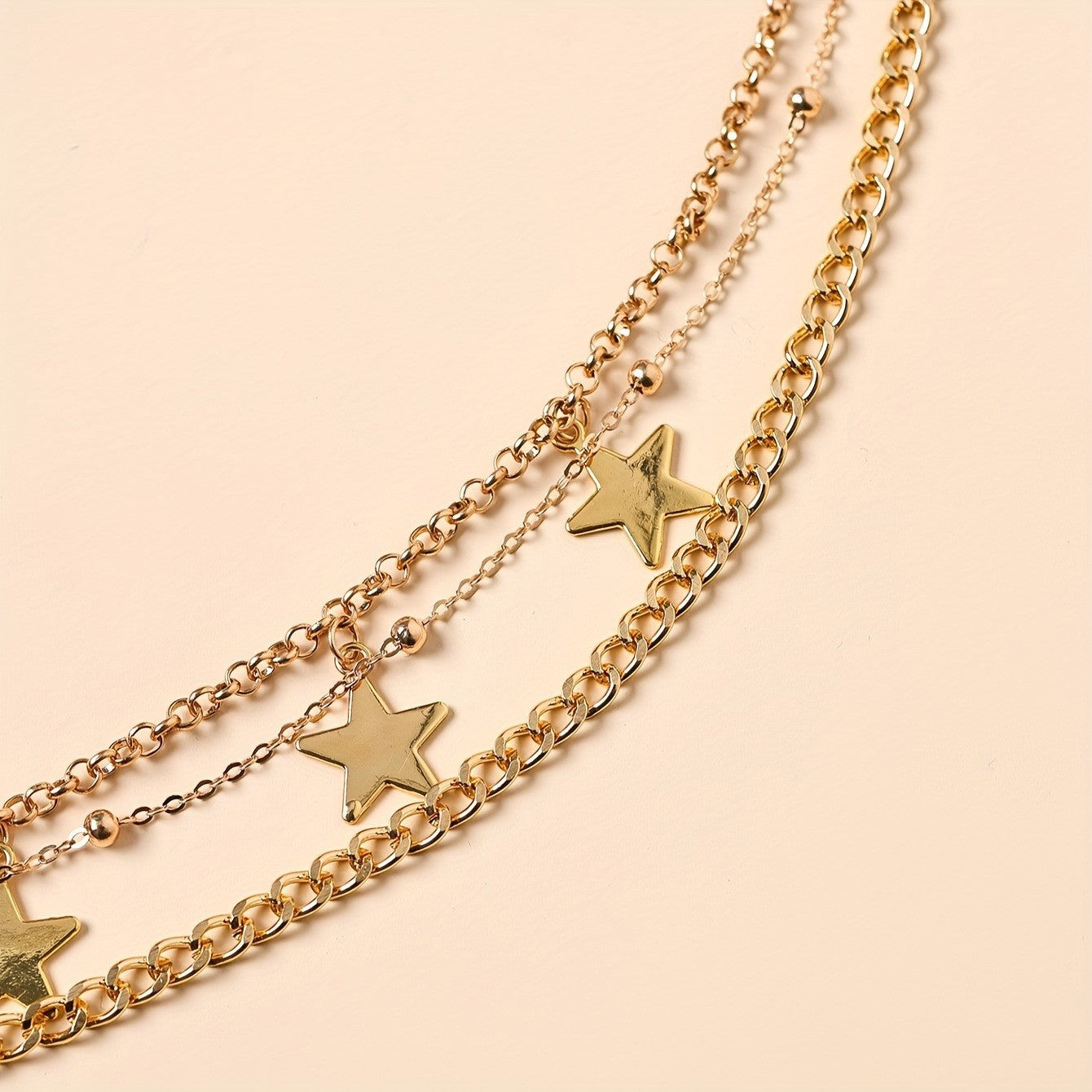 2025 4446  New hot-selling new metal chain splicing exquisite small five-pointed star pendant fashionable waist chain waist jewelry