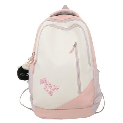 Backpack Student Schoolbag Good-looking Junior High School Student Fashion Backpack Korean Fashion Large-Capacity Backpack Contrast Color Schoolbag