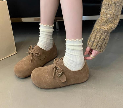 2025 Ugly cute platform Birkenstocks women's shoes popular autumn and winter round head lace-up heightening beanie ladyshoes