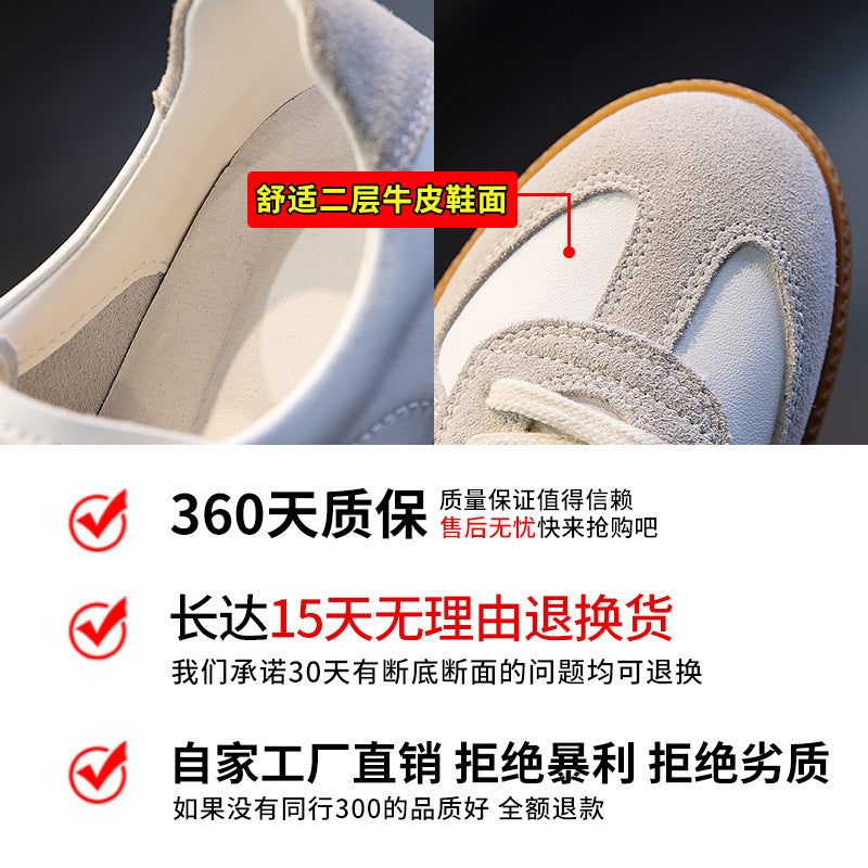 storexq New Authentic Leather Women's Shoes Sports Versatile Single-Layer Shoes Women's Spring White Shoes Women's Casual Flat German Training Shoes Fashion