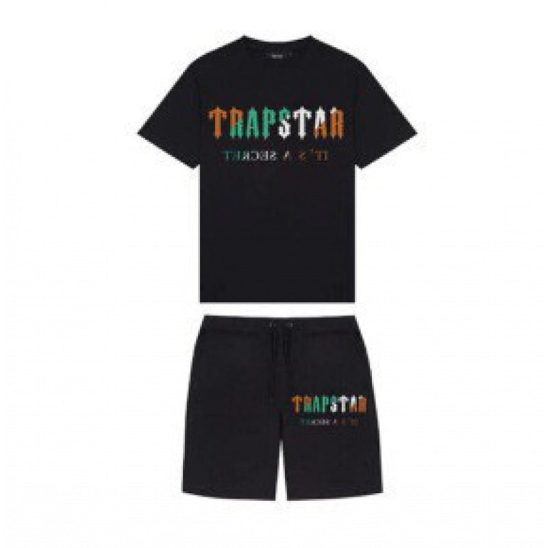 Summer New Fashion Brand Short Sleeve Shorts Suit Casual Garden Collar Thin Shorts for Men Two-Piece Set