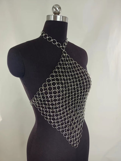 2025 FB3501  vest sexy personality small ring joint geometric neck wrap chest halter small vest body chain