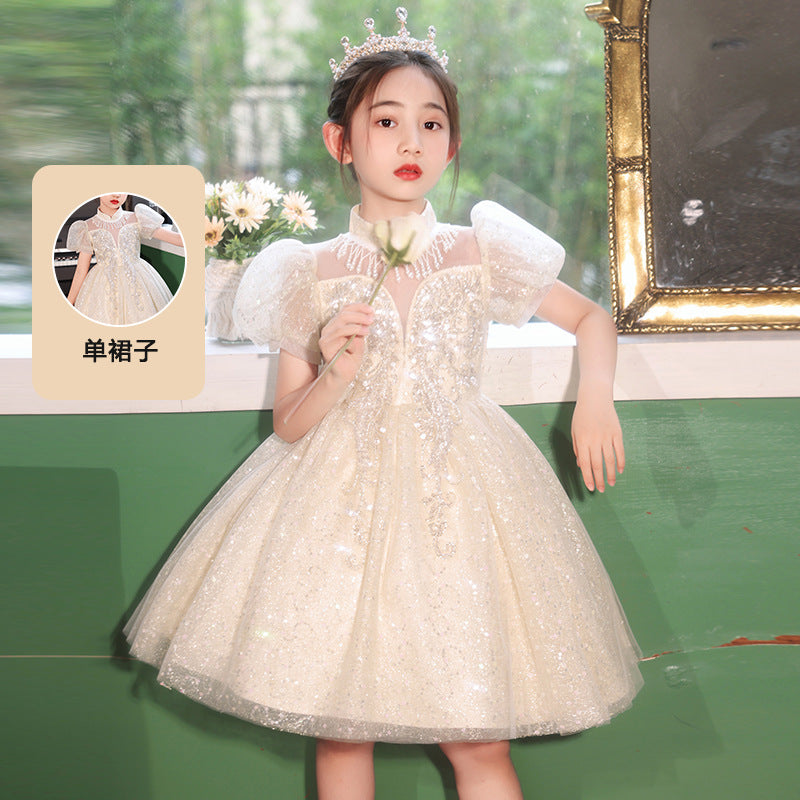 Children's Dress Princess Dress  Summer New Children's Clothing Girls' High-End Dress Little Girl Costume for Piano Performance