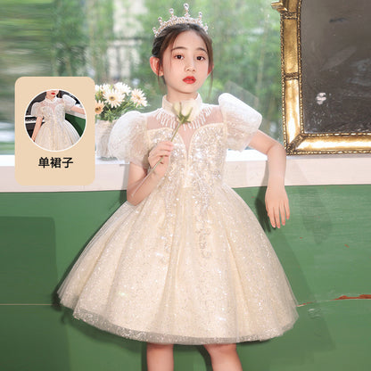 Children's Dress Princess Dress  Summer New Children's Clothing Girls' High-End Dress Little Girl Costume for Piano Performance