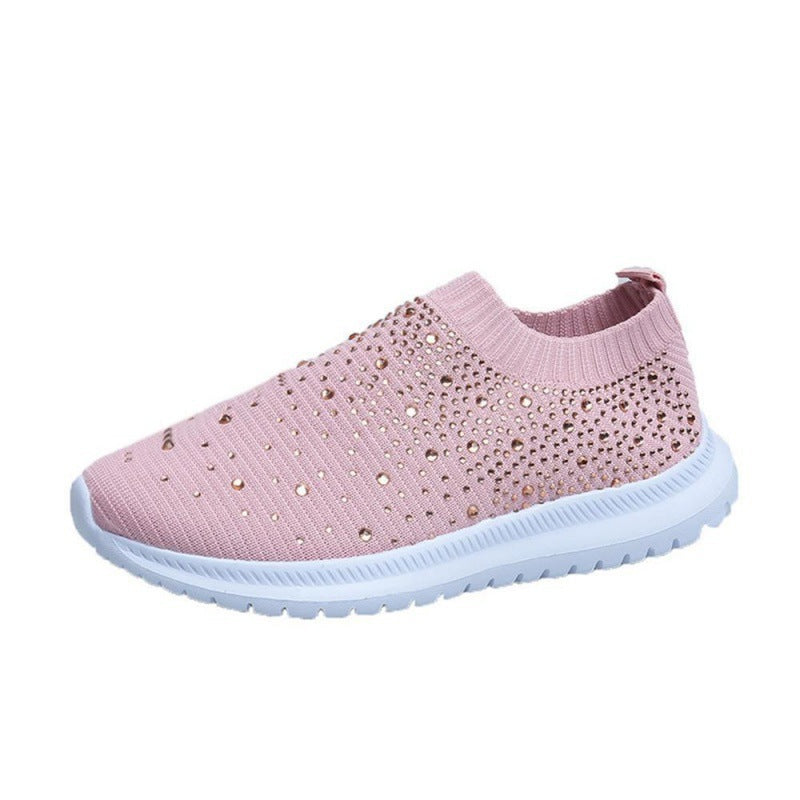 storexq Cross-Border Foreign Trade plus Size Spring and Autumn New Fashion Leisure Rhinestone Flying Woven Women's Sports Style Casual Women's Shoes in Stock