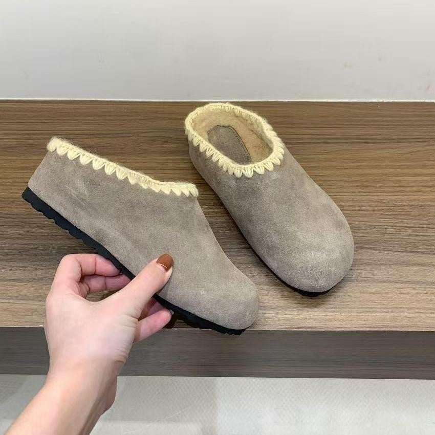 2025 Inner height increase Small man fleece Birkenstocks Autumn and winter fluffy snow cotton slippers Women's shoes popular Birkenstocks single shoes