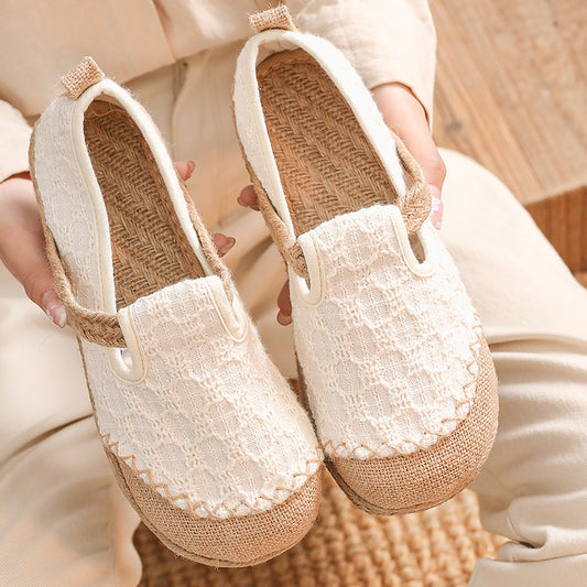 storexq New Classic Style Cotton and Linen Female Cloth Shoes Low-Cut Slip-on Old Beijing Cloth Shoes Wedge Linen Shoes Wholesale