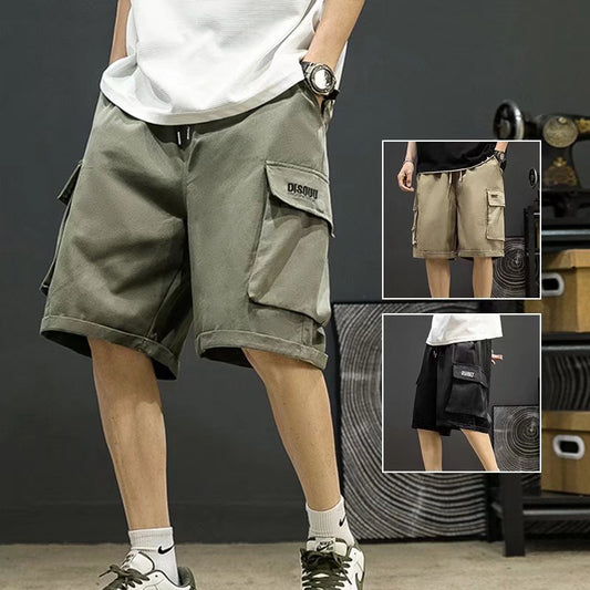 Cargo Shorts Men's Japanese Trendy Summer Pirate Shorts Loose Casual Pants Men's Oversized Pirate Shorts Large Pocket Function Pants