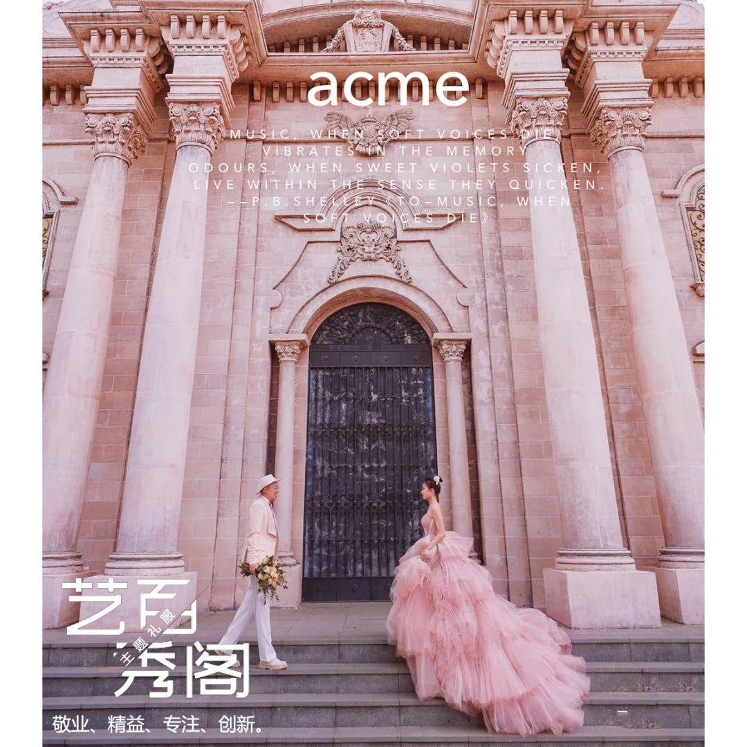 2025 Studio theme wedding dress 2025 new location travel photo pink couple photo tube top dress art photo cake skirt