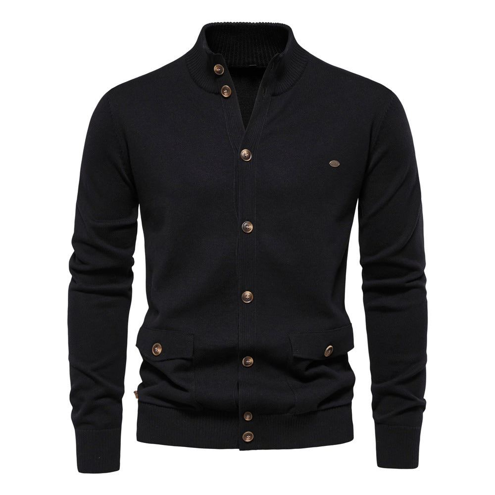 STOREXQ 2025 popular autumn and winter new 2025 men's tops New Popular trade cardigans high-quality business casual solid color sweaters men