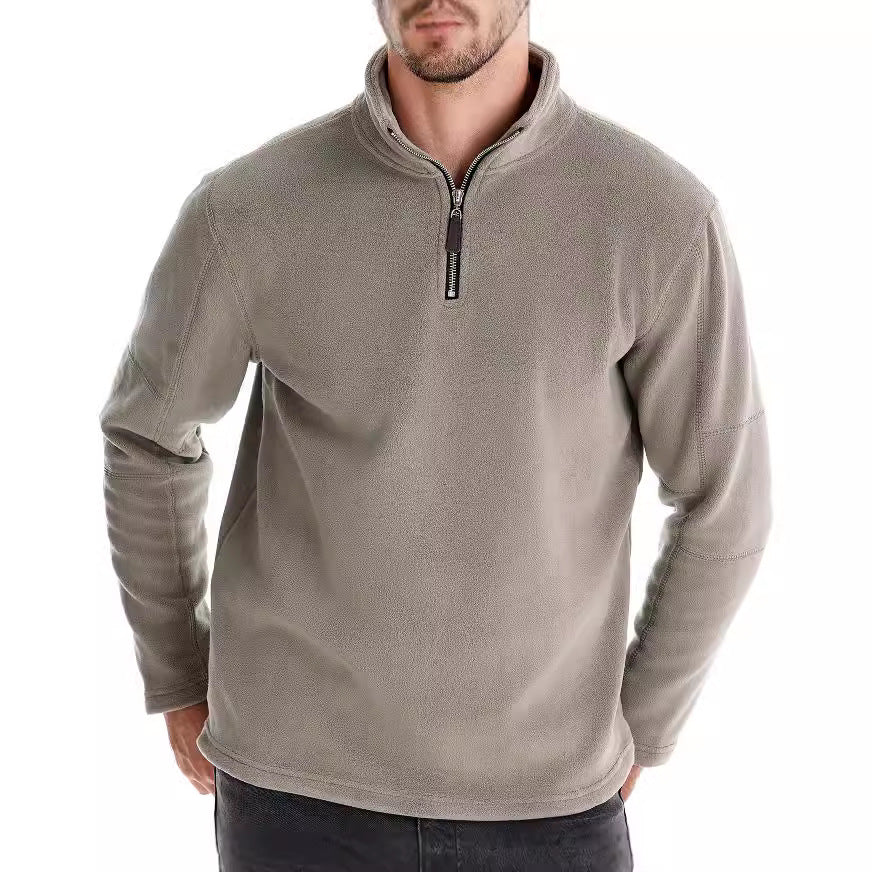 STOREXQ 2025 Men's autumn and winter new stand-up collar half-zipper long-sleeved sweater New trend casual solid color men's fleece top