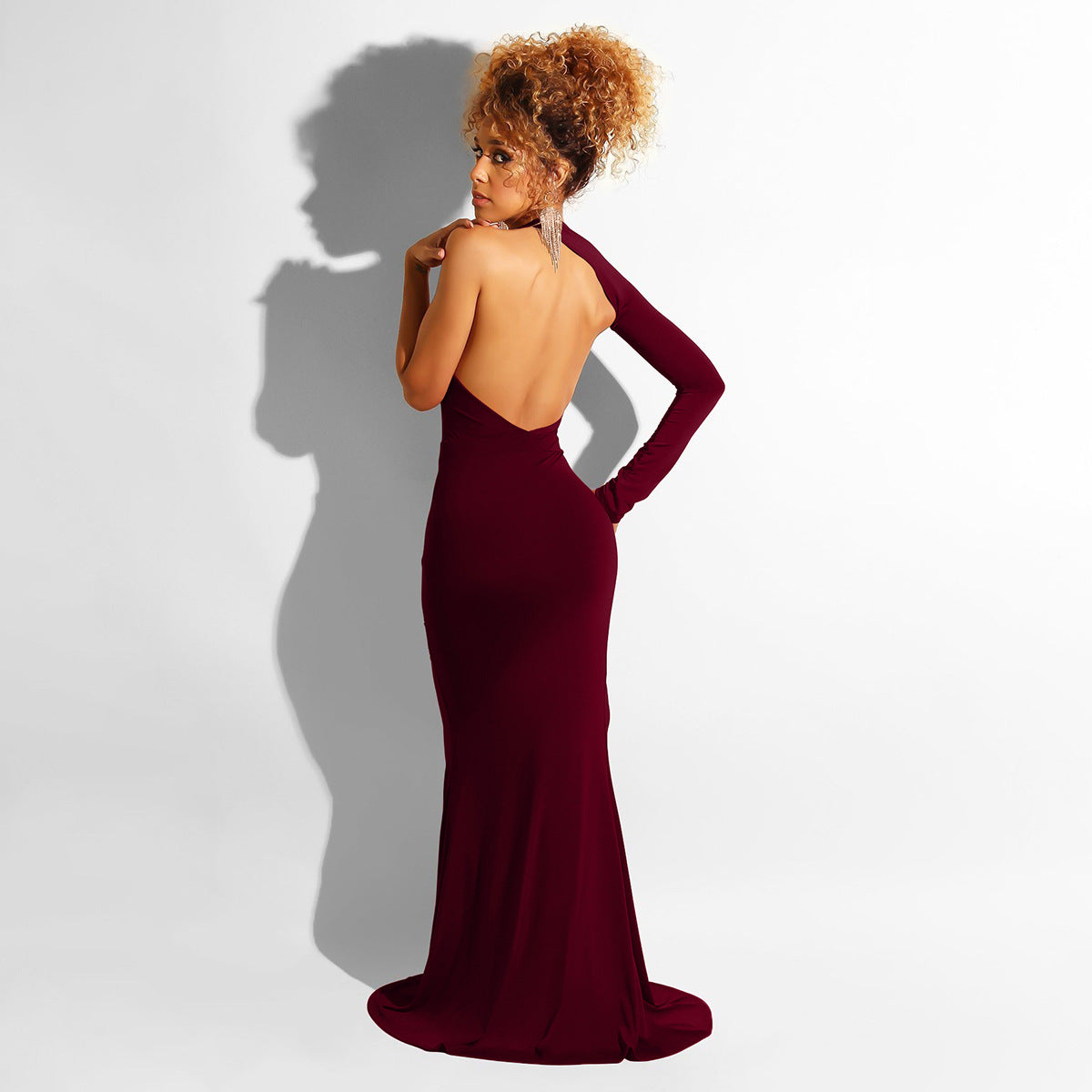 High-End Banquet Sexy Backless Evening Dress European and American Women's Clothing Irregular One Shoulder Dress Women Wholesale