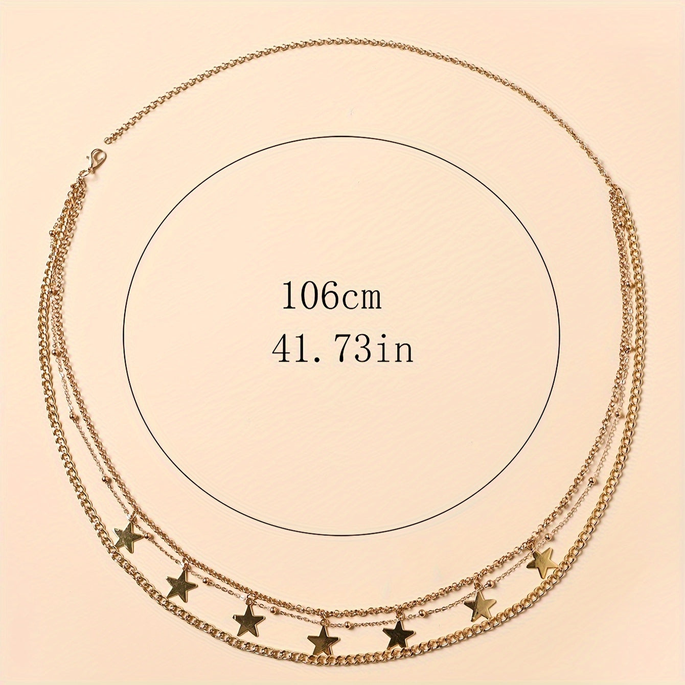 2025 4446  New hot-selling new metal chain splicing exquisite small five-pointed star pendant fashionable waist chain waist jewelry