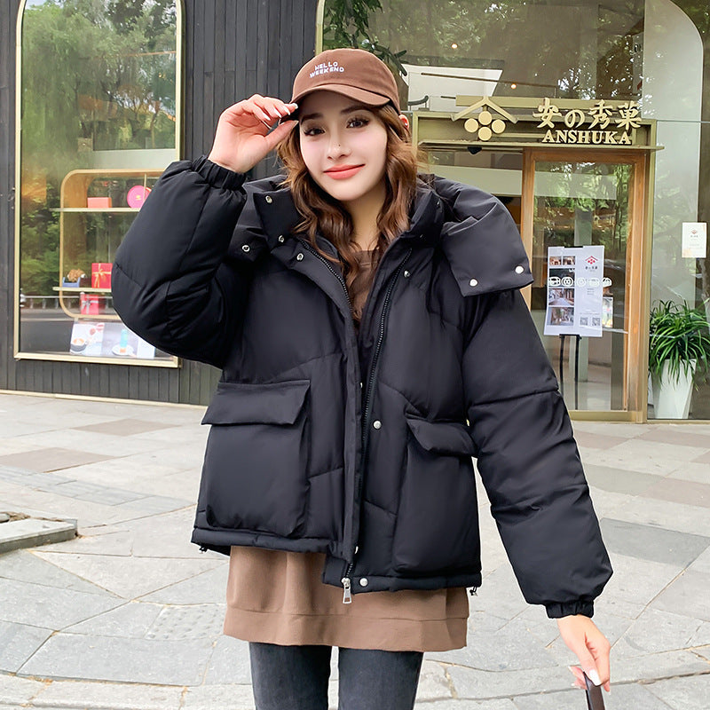 Winter cotton-padded jacket Korean version loose female tide Hong Kong style 2023 new short waist down cotton-padded jacket