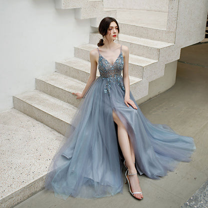 2024 New Evening Dress Mori Style Fresh Dreamy Temperament Dress Socialite Birthday Banquet Host Dress