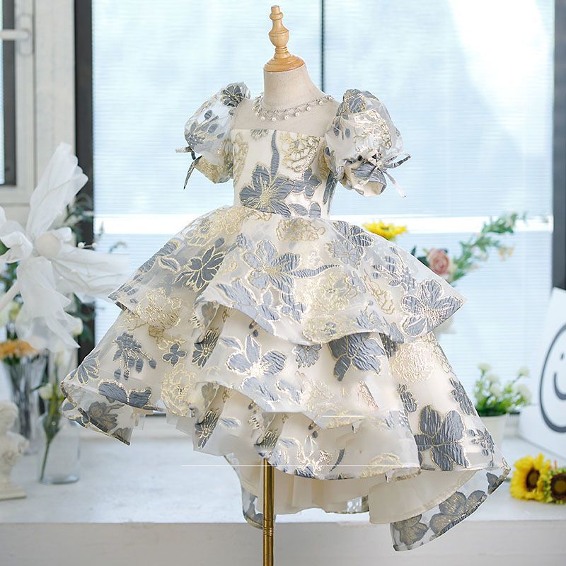 Children's Dress Girl Princess Dress Little Girl Birthday Banquet Flower Girl Catwalk Pettiskirt Host Costume for Piano Performance