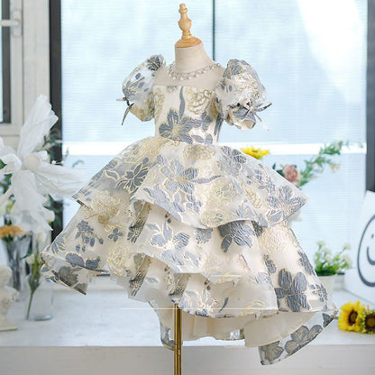 Children's Dress Girl Princess Dress Little Girl Birthday Banquet Flower Girl Catwalk Pettiskirt Host Costume for Piano Performance