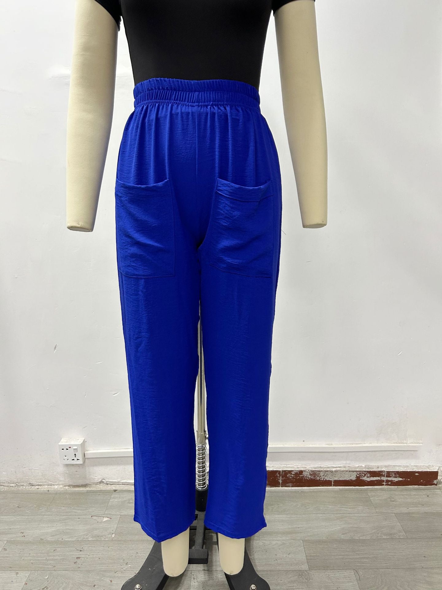 storexq wish Independent Station  Cross-Border Women's Clothing Pants Solid Color Pocket Women's Casual Trousers Trousers with an Elasticated Waist Trousers