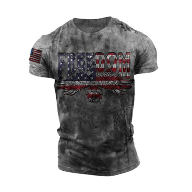 Summer Digital Printing Short Sleeve T-shirt European and American Style Men's Clothing Fashion Casual Style 3D Printing round Neck Short Sleeve T-shirt