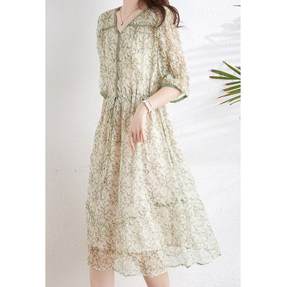 2025 Silk dress, gentle floral skirt, mulberry silk women's clothing, summer high-end skirt, summer female youth