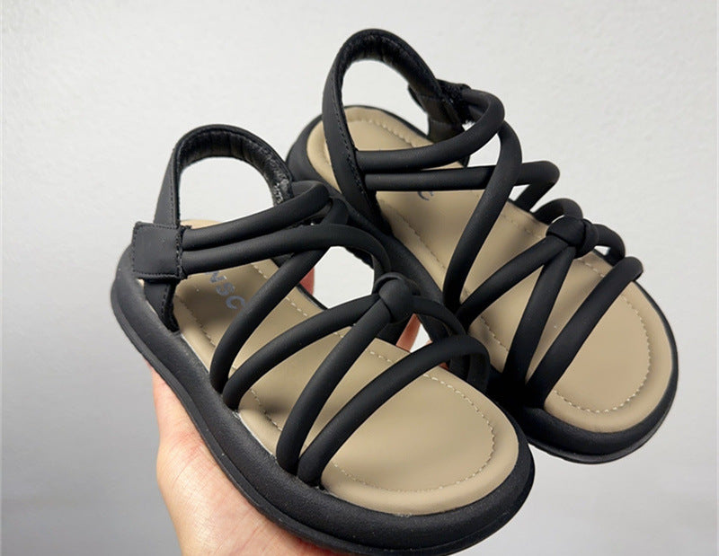 STOREXQ Wholesale Girls' Sandals Cross Roman Shoes  Summer New Children's Shoes Medium and Large Girls Beach Sandals