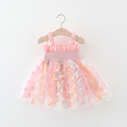 Summer Kids' Skirt Little Girl Summer Cute Bow Suspenders Princess Dress Summer Girl Dress 2853