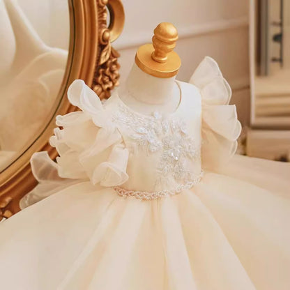 Champagne Girl's Dress Princess Dress Children's Wedding Dress Stage Costume Baby's One-Year-Old Banquet Dress