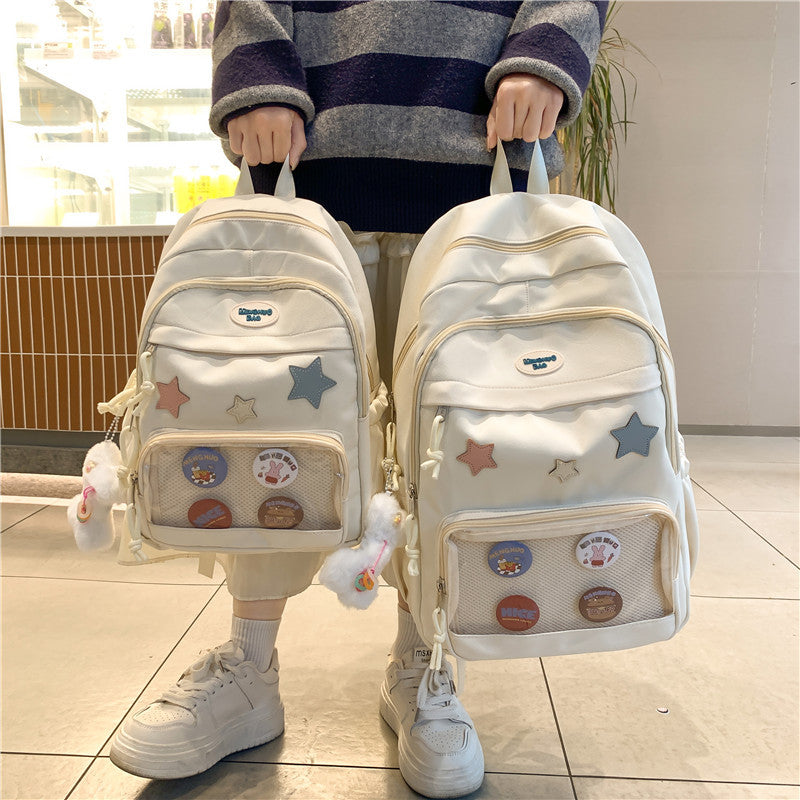 Backpack Student Backpack XINGX Japanese Transparent Schoolbag Small Fresh Large Capacity Junior and Middle School Students All-Matching Casual Backpack