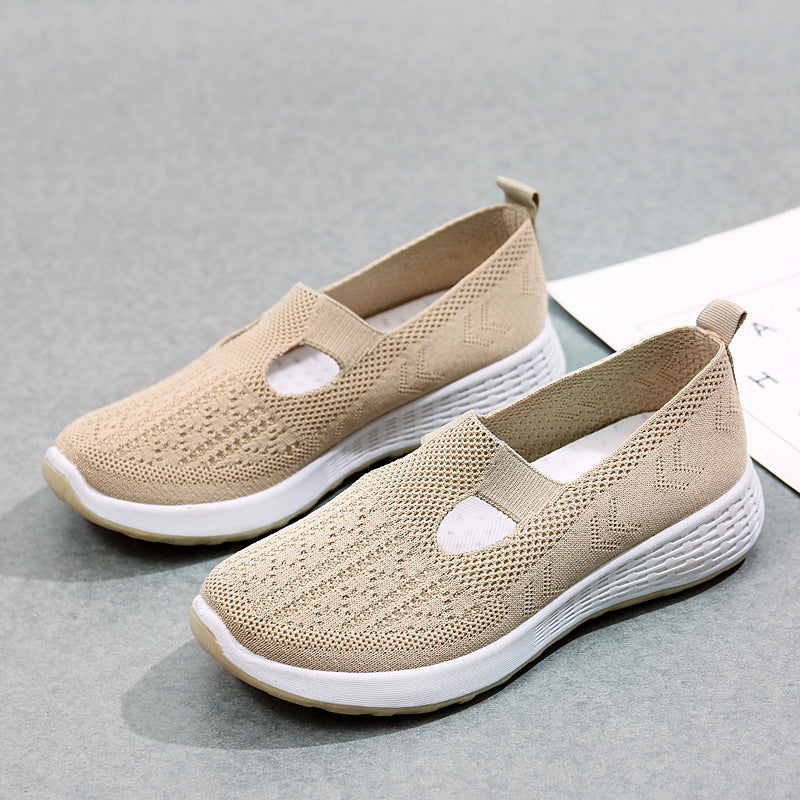 storexq Old Beijing Cloth Shoes Women's Low-Cut Mesh Breathable Mom Shoes Non-Slip Soft Bottom Slip-on Women's Shoes Middle-Aged and Elderly Casual Shoes