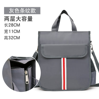 Three-Layer Handbag Primary and Secondary School Students Tuition Bag Boys and Girls Canvas Backpack Homework Art Bag Children Tutorial Schoolbag