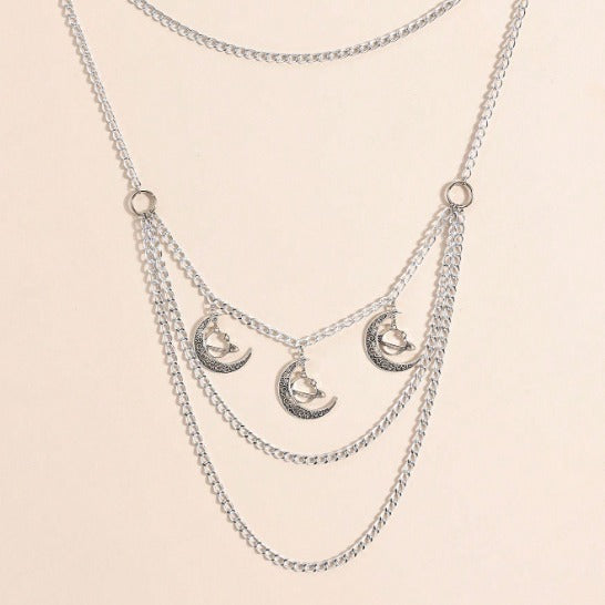 4071 Ladies Waist Chain Waist Chain Metal Chain Wave Tassel Moon Planet Pendant Versatile Waist Chain