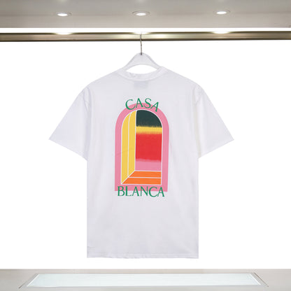 Foreign Trade Men's Clothing Supply Niche  Summer New Casablanca Gradient Letter Logo Printing Short Sleeve Te