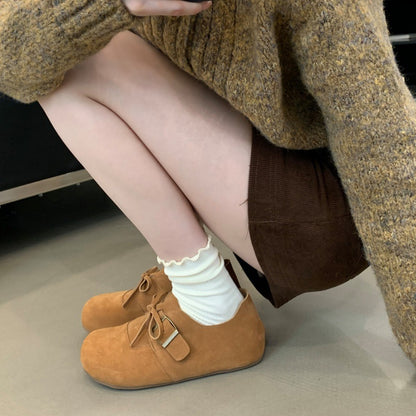 2025 Ugly cute platform Birkenstocks women's shoes popular autumn and winter round head lace-up heightening beanie ladyshoes