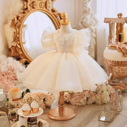 Champagne Girl's Dress Princess Dress Children's Wedding Dress Stage Costume Baby's One-Year-Old Banquet Dress