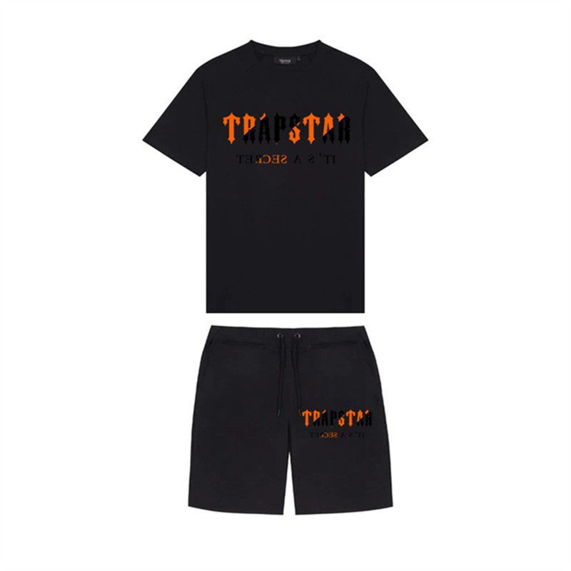 Summer New Fashion Brand Short Sleeve Shorts Suit Casual Garden Collar Thin Shorts for Men Two-Piece Set