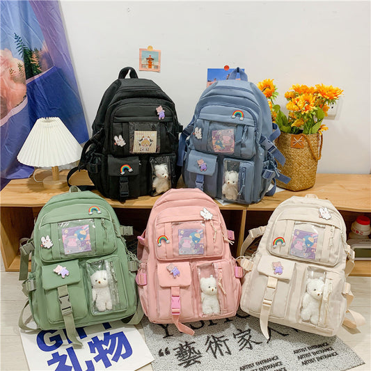 Backpack Canvas Casual Backpack for Girls Ins Style College Students Bag Backpack Good-looking Backpack Lightweight for Girls