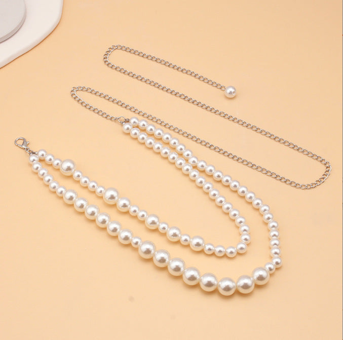 2025 XH4517  New new pearl pendant decorative chain jewelry metal waist chain sexy body chain waist chain