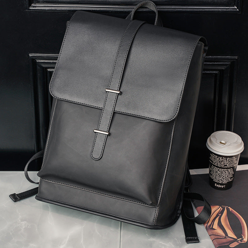 Backpack New Trendy Backpack Korean Style Trendy Fashionable Man Leather Casual Large Capacity Schoolbag Computer Backpack