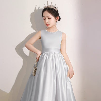 Princess Dress Girls' Cross-Border Dress Piano Playing Violin Show Performance Gown Children Host Catwalk Dress