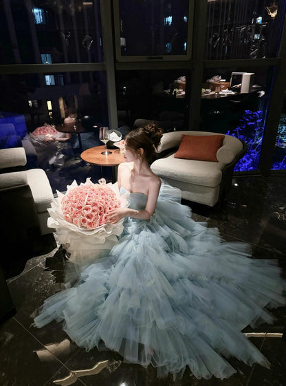 2025 Tube top dress women's adult dress high-end light luxury niche princess tutu skirt birthday party dress