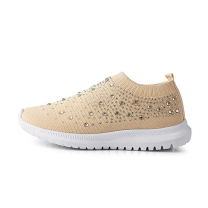 storexq Cross-Border Foreign Trade plus Size Spring and Autumn New Fashion Leisure Rhinestone Flying Woven Women's Sports Style Casual Women's Shoes in Stock