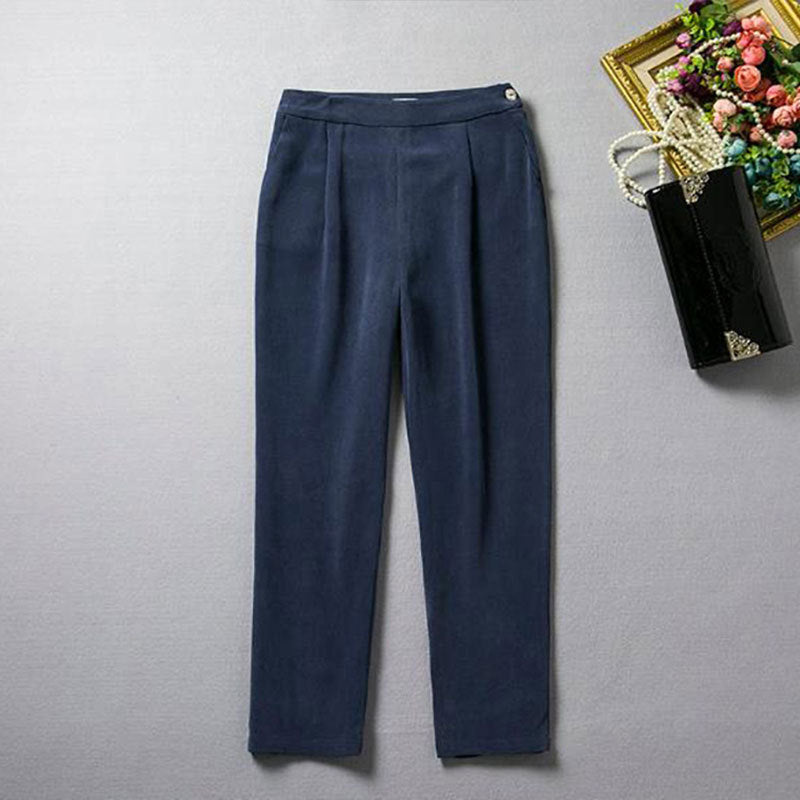 2025 40 mmi heavy silk casual pants 9-point pants, heavy crepe mulberry silk wide-leg pants  summer women's pants