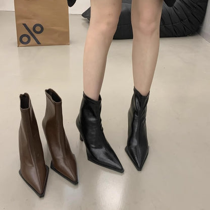 2025 2025 pointed-toed thin-heeled high-heeled short boots women's boots popular new models and ankle boots spring and autumn single boots soft leather thin boots