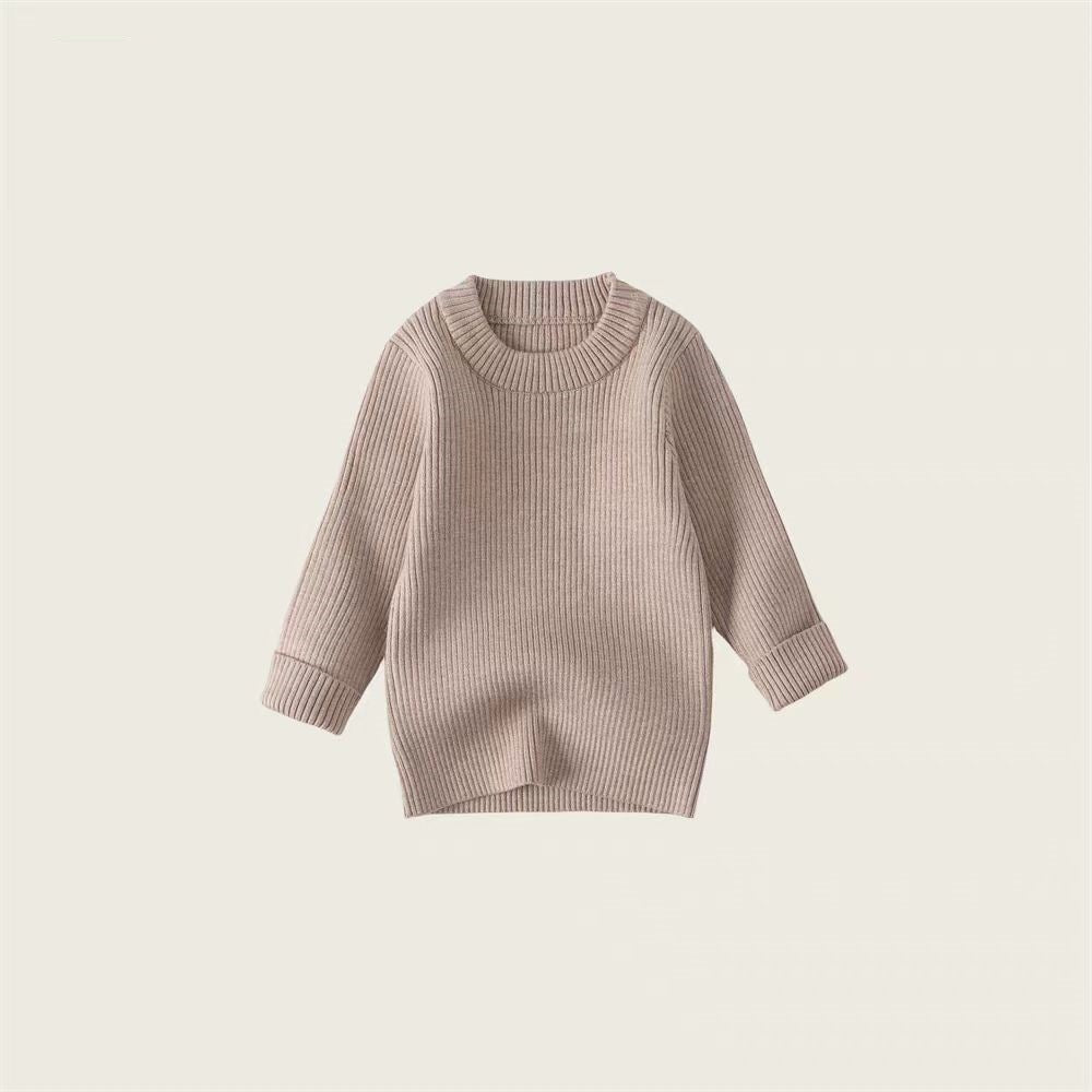 Children's sweater bottoming shirt boys and girls solid color round neck pullover autumn and winter thickened warm sweater manufacturers wholesale