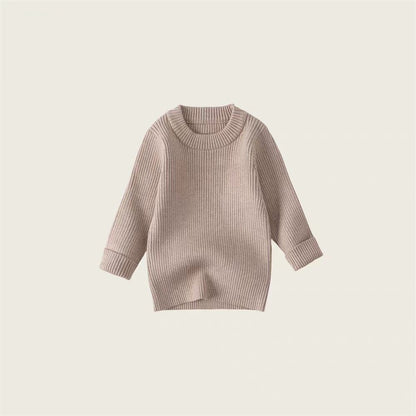 Children's sweater bottoming shirt boys and girls solid color round neck pullover autumn and winter thickened warm sweater manufacturers wholesale