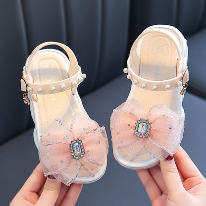 STOREXQ Summer New Girls' Sandals Outer Wear Children's Flat Soft Bottom Non-Slip Sandals Princess Shoes Middle and Big Children's Shoes