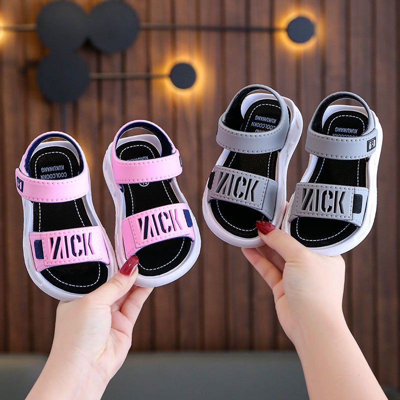 STOREXQ Boys Sandals Casual Beach Shoes Velcro Primary School Students Middle and Big Children Boys and Girls Korean Sports Children's Sandals