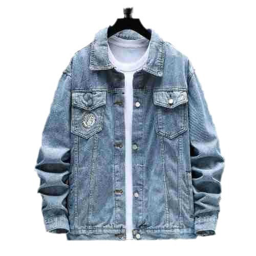 [Speed Lion] Denim Coat Men's Fake Two Pieces Hooded Color Contrast Korean Fashion All-Matching Loose Casual Jacket