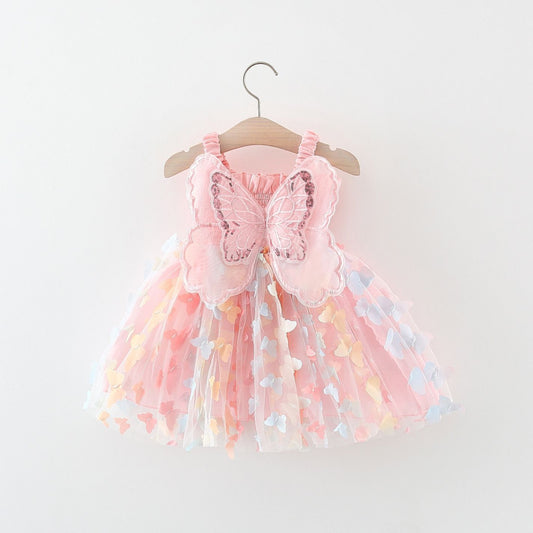 Summer Kids' Skirt Little Girl Summer Cute Bow Suspenders Princess Dress Summer Girl Dress 2853