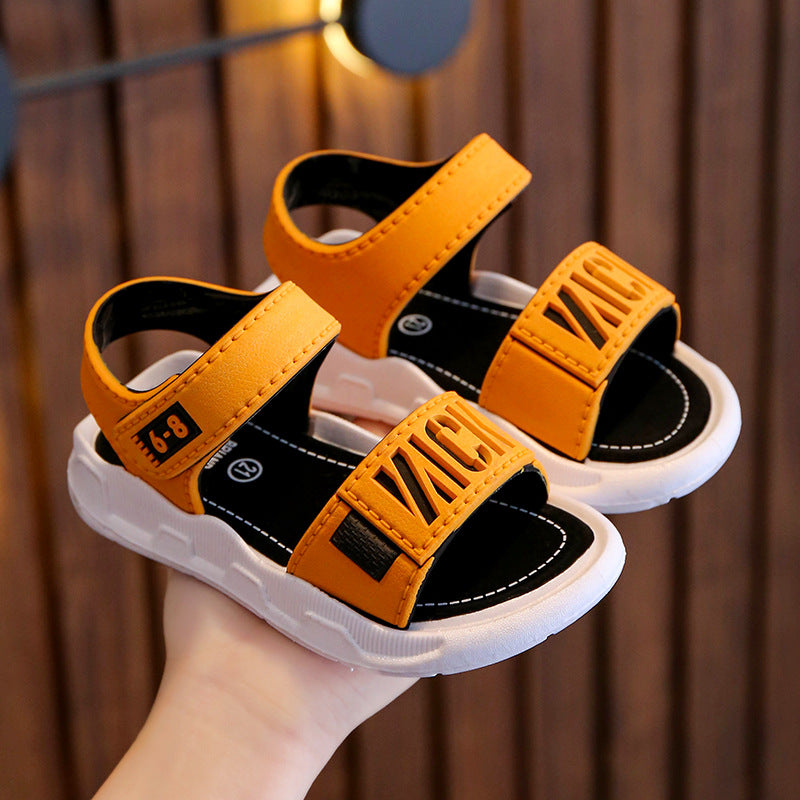 STOREXQ Boys Sandals Casual Beach Shoes Velcro Primary School Students Middle and Big Children Boys and Girls Korean Sports Children's Sandals